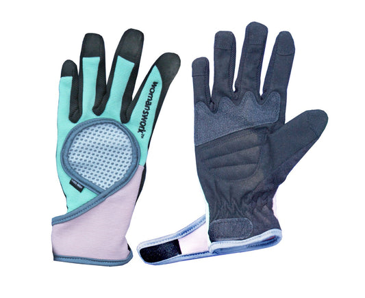 High Performance Gloves with Vent-Max by Womanswork, teal/black ventilated pair with mesh palm on Tampa Home & Garden Store