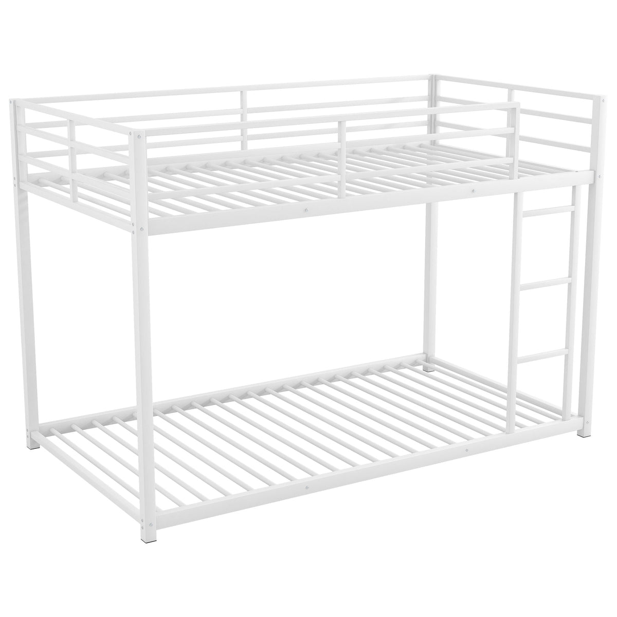 Metal bunk bed frame white finish, low bunk with ladder, HouseOfZazla on Tampa Home & Garden Store