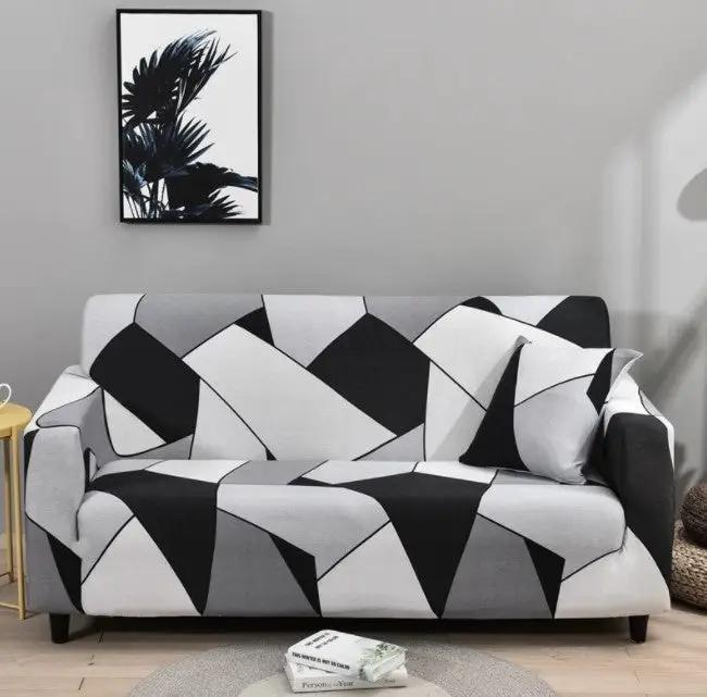 Sofa cover dustproof leather with geometric black gray white pattern by FLIPSTYLEZLLC on Tampa Home & Garden Store