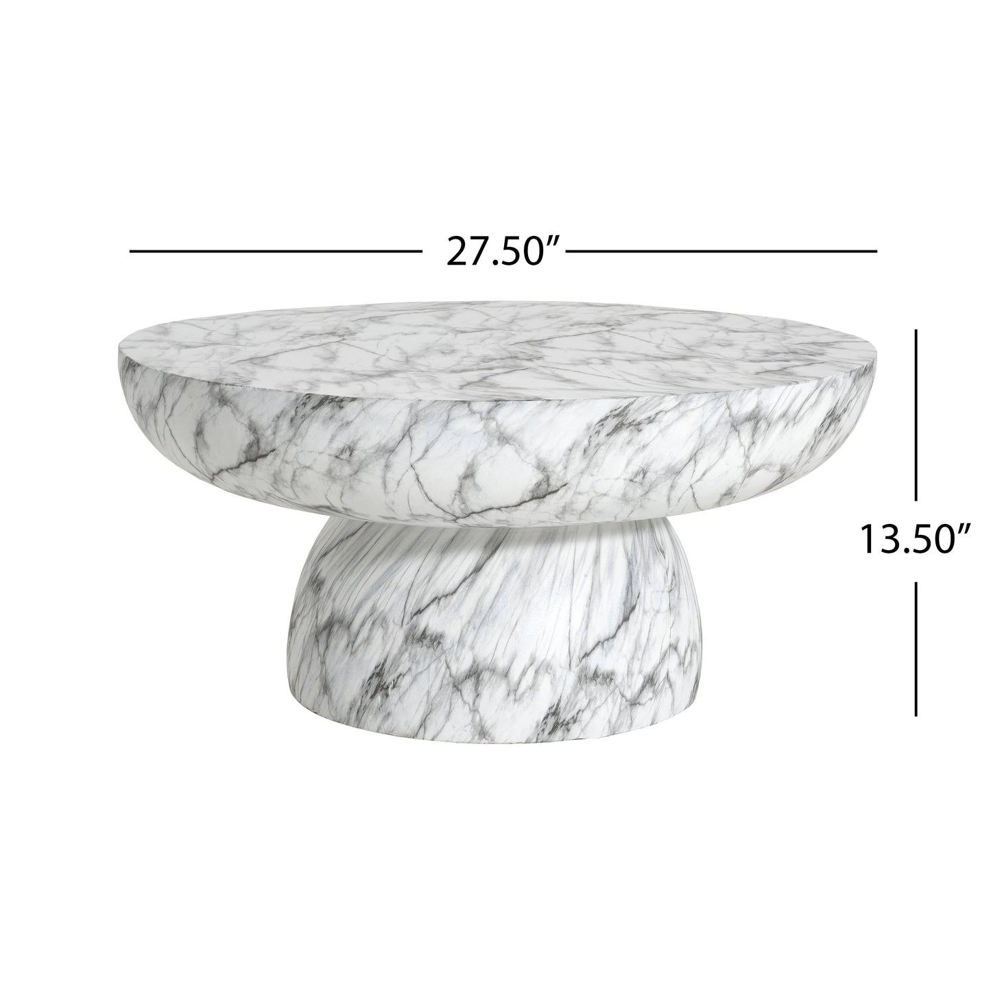 MGO faux marble outdoor coffee table by HouseOfZazla, round 27.5-inch diameter with gray veining on Tampa Home & Garden Store