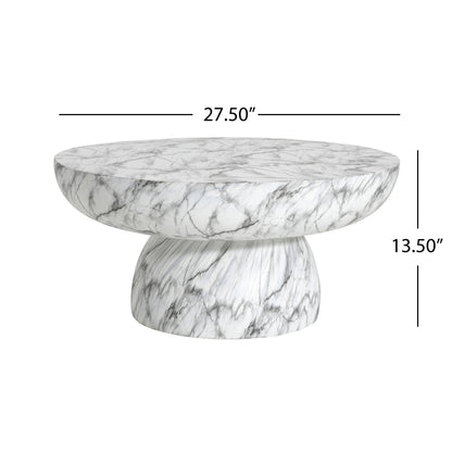 MGO faux marble outdoor coffee table by HouseOfZazla, round 27.5-inch diameter with gray veining on Tampa Home & Garden Store