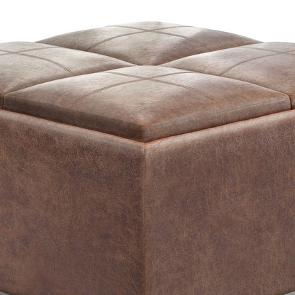 Avalon Square Ottoman storage ottoman in brown leather-like upholstery with tufted top on Tampa Home & Garden Store