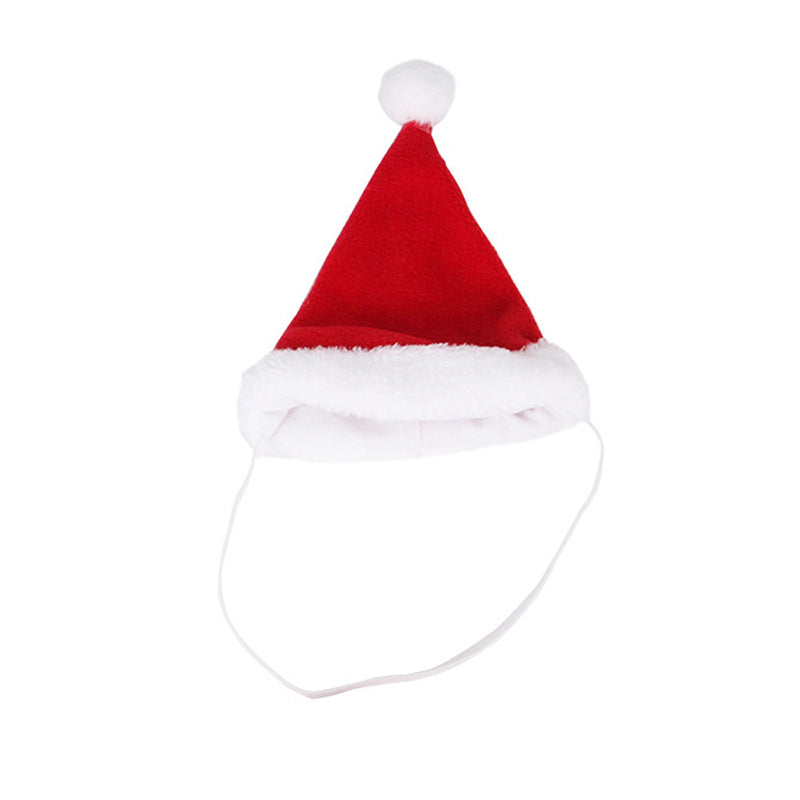 Pet Zen Santa hat costume for pets, red with white faux fur trim and elastic chin strap on Tampa Home & Garden Store