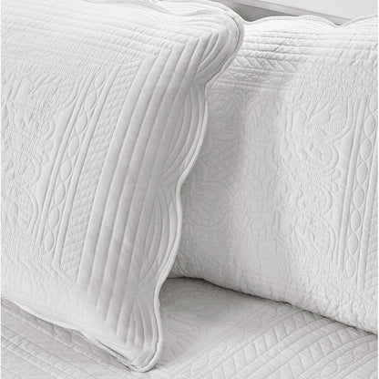 6 Piece Reversible Daybed Cover Set white quilted bedding with scalloped edge pillows on Tampa Home & Garden Store