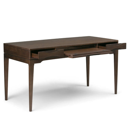 Harper Handcrafted Desk dark walnut wood, writing desk with open drawers on Tampa Home & Garden Store
