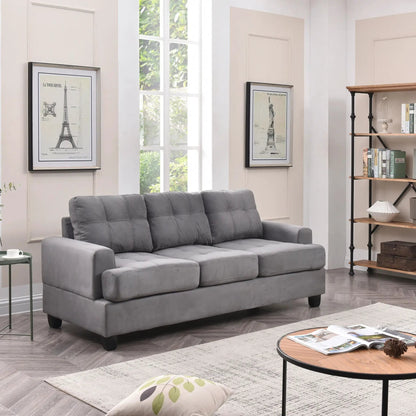 Sandridge sofa by Unique Piece Furniture, gray fabric stationary 3-seat with tufted cushions on Tampa Home & Garden Store