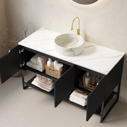 Tulio 48in freestanding bathroom vanity with marble countertop, vessel sink by HouseOfZazla on Tampa Home & Garden Store