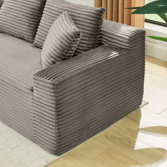 115-inch Comfy U-Shaped Sectional Modern Boneless Corduroy Couch in gray upholstery on Tampa Home & Garden Store