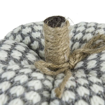 Knite Pumpkin Ornament by Unique Piece Furniture, knit gray white pumpkin with jute stem on Tampa Home & Garden Store