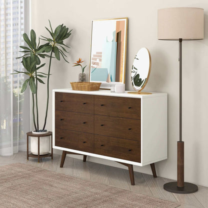 6-drawer dresser with dark brown wood fronts and white frame for spacious storage on Tampa Home & Garden Store