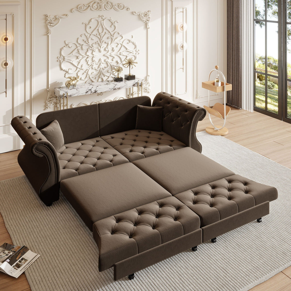 Oversized Chesterfield Sofa and a Pull Out Bed
