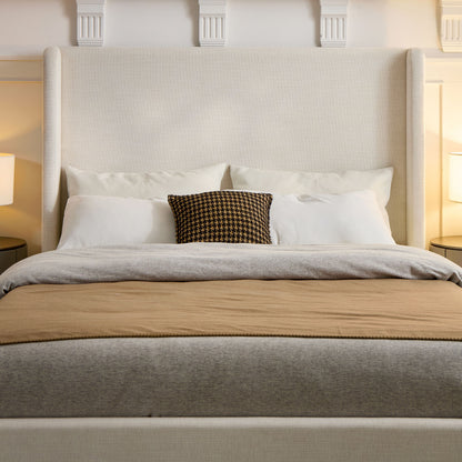 Carmen Upholstered Wingback Bed and Headboard