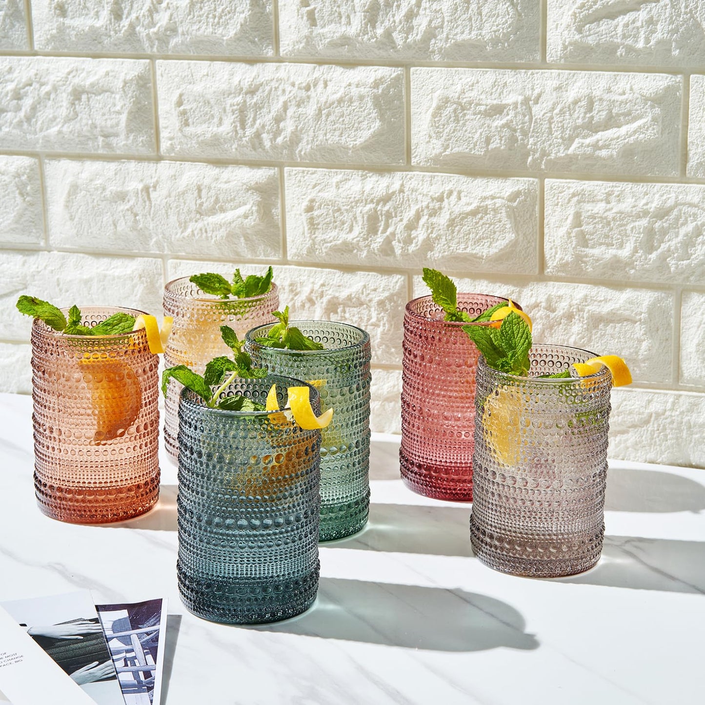 Khen Hobnail Drinking Glasses and Matching Straws