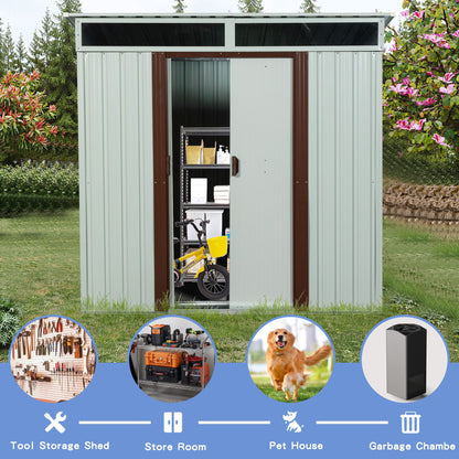 Galvanized Steel Outdoor Storage Shed and Padlock