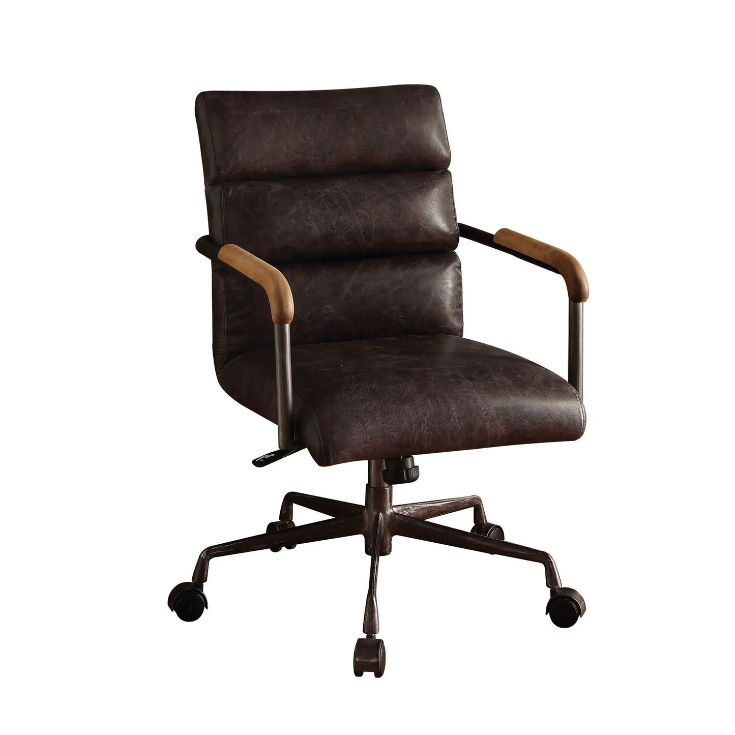 Harith Retro Office Chair brown leather with armrests, swivel base Unique Piece Furniture on Tampa Home & Garden Store