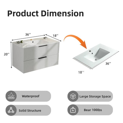 Floating Wall Mounted Vanity Sink and Drawers