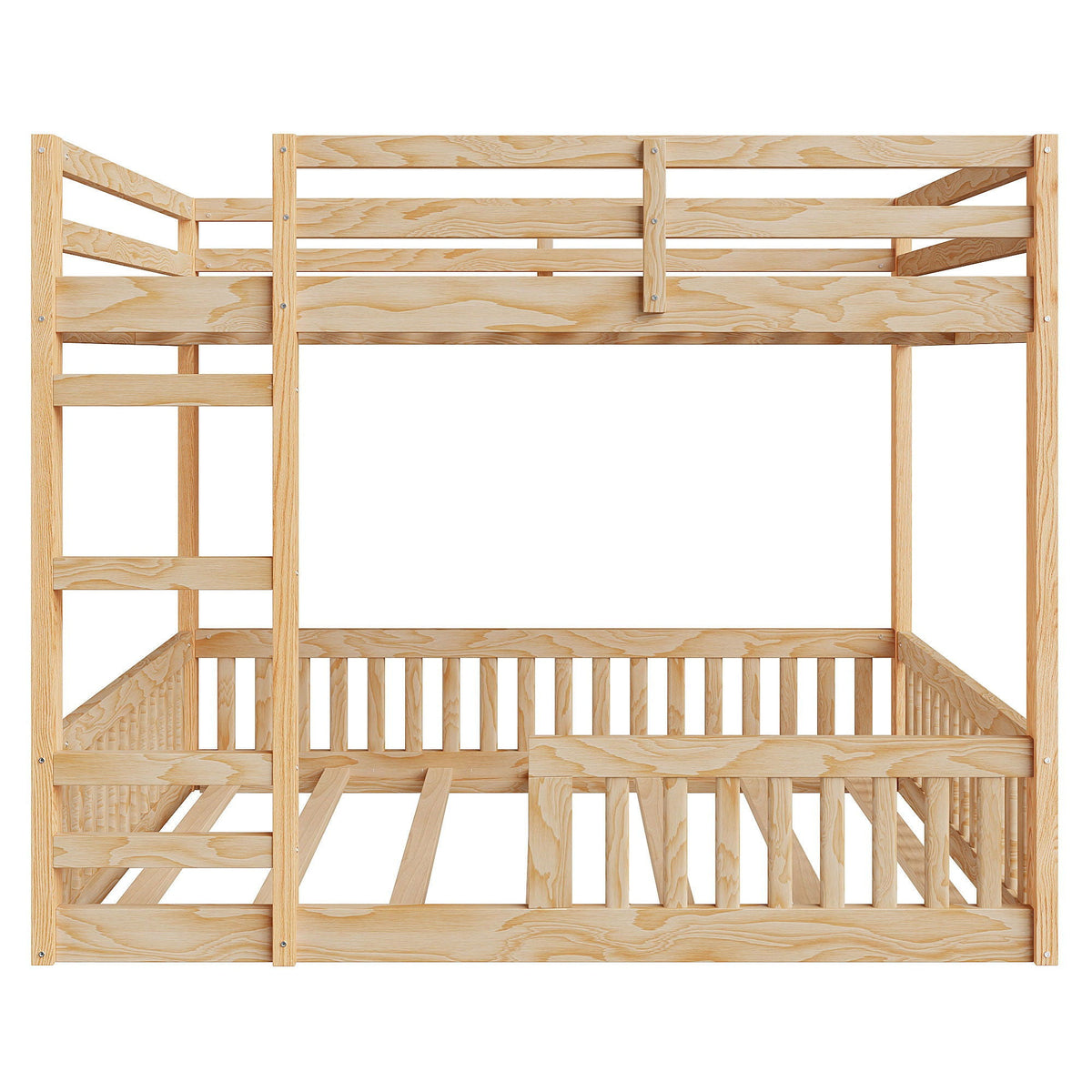 Bunk bed by HouseOfZazla with ladder and guard rails in natural pine on Tampa Home & Garden Store