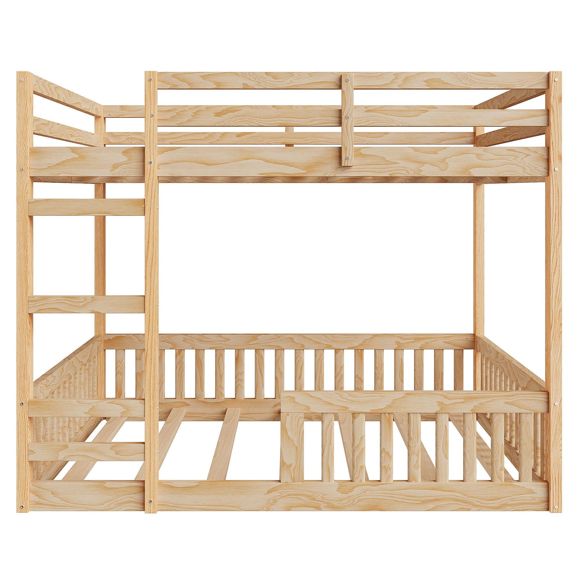 Bunk bed by HouseOfZazla with ladder and guard rails in natural pine on Tampa Home & Garden Store