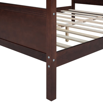 Modern Canopy Platform Bed and Wooden Headboard
