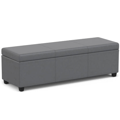 Avalon Multifunctional Storage Ottoman Bench gray upholstered ottoman with stitched seams and short black legs on Tampa Home & Garden Store