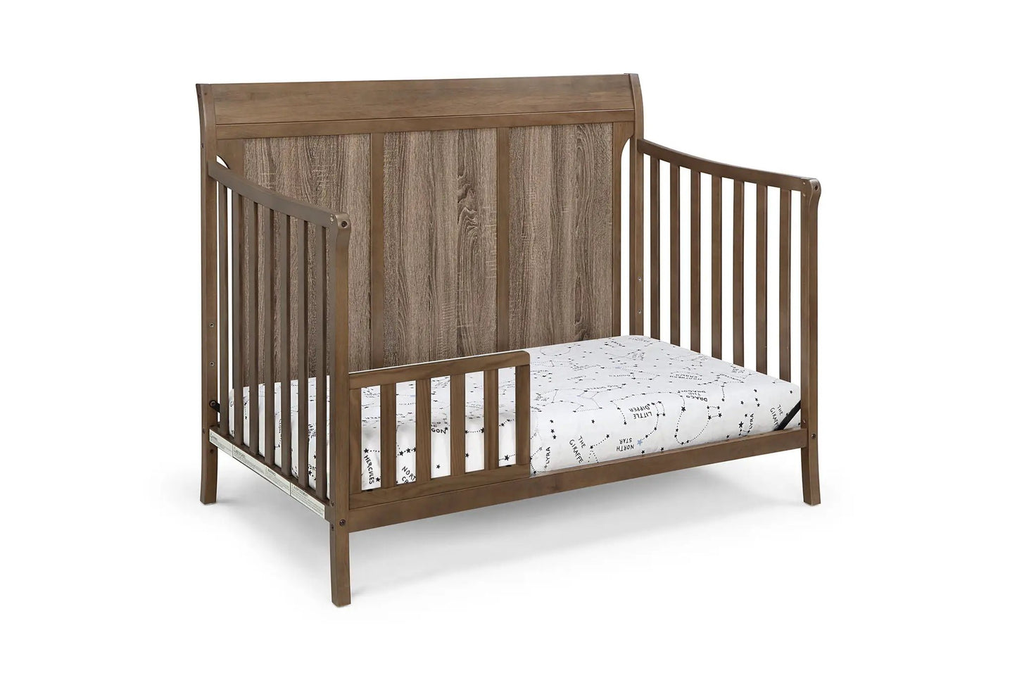 Shailee 4-in-1 Convertible Crib by Unique Piece Furniture in brown wood with slatted sides on Tampa Home & Garden Store