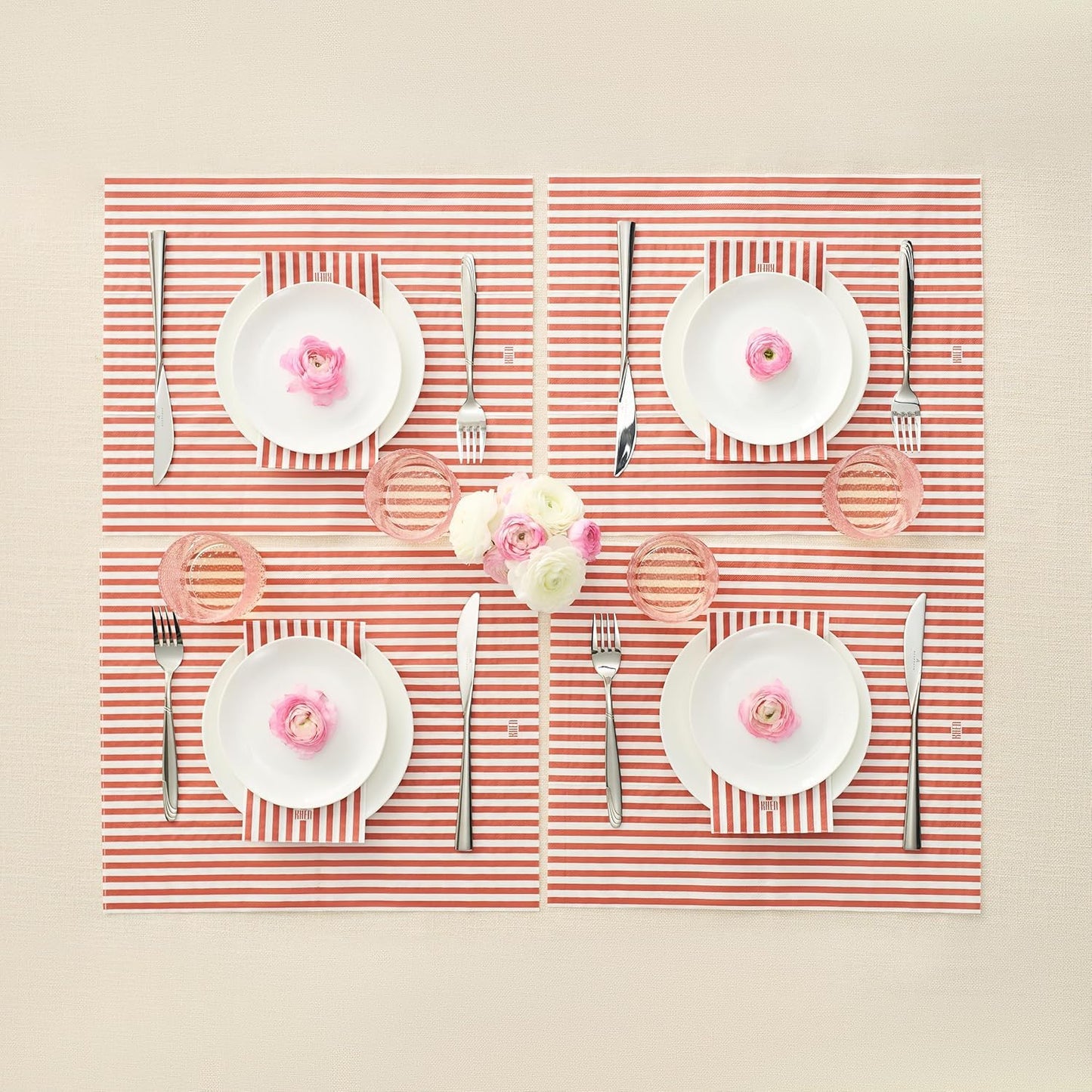 Red Stripe Disposable Napkin and Placemat Set