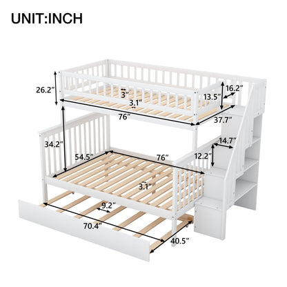 Bunk Bed With Staircase white wooden frame by HouseOfZazla bunk beds on Tampa Home & Garden Store