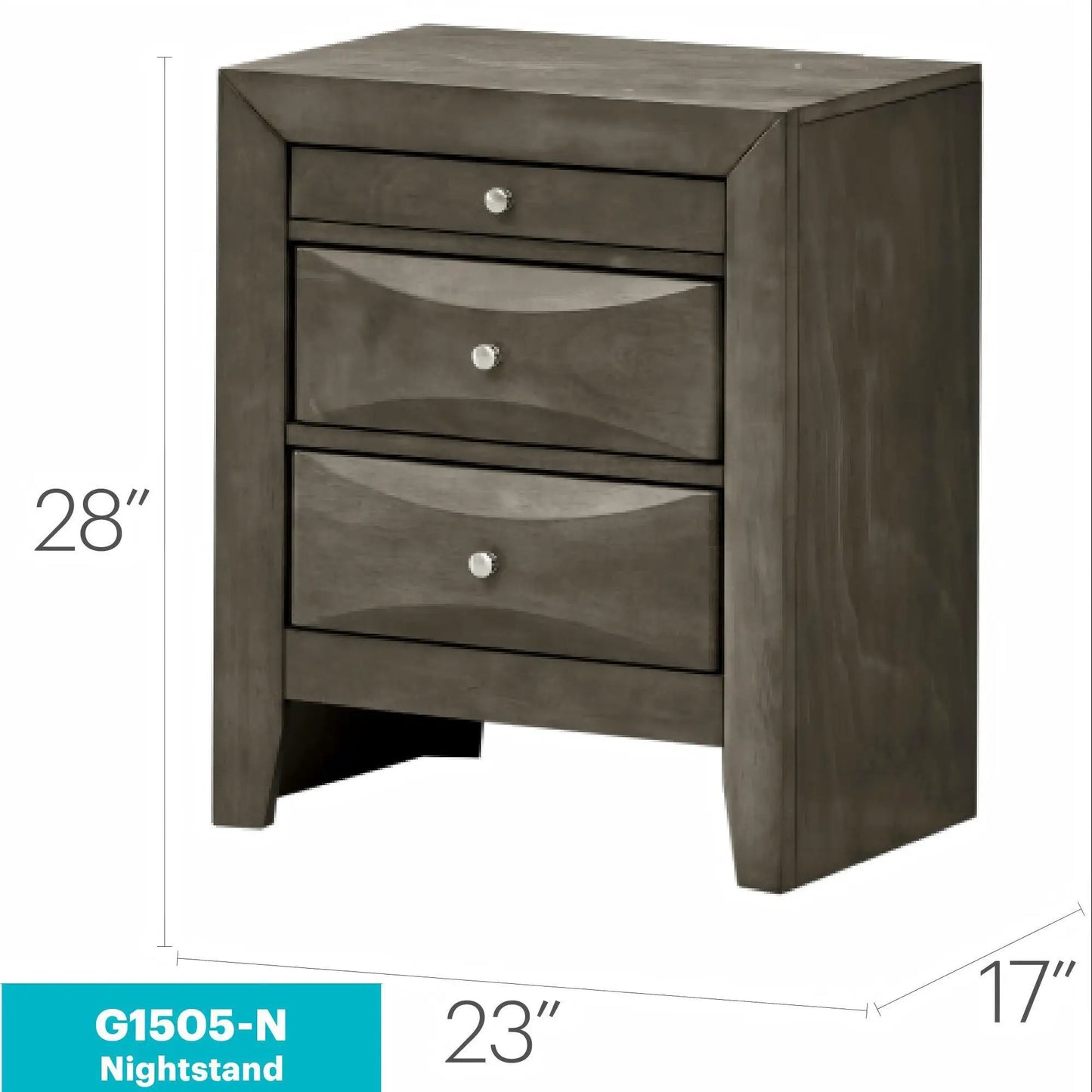 Modern Design Nightstand with Durable Wood Veneer