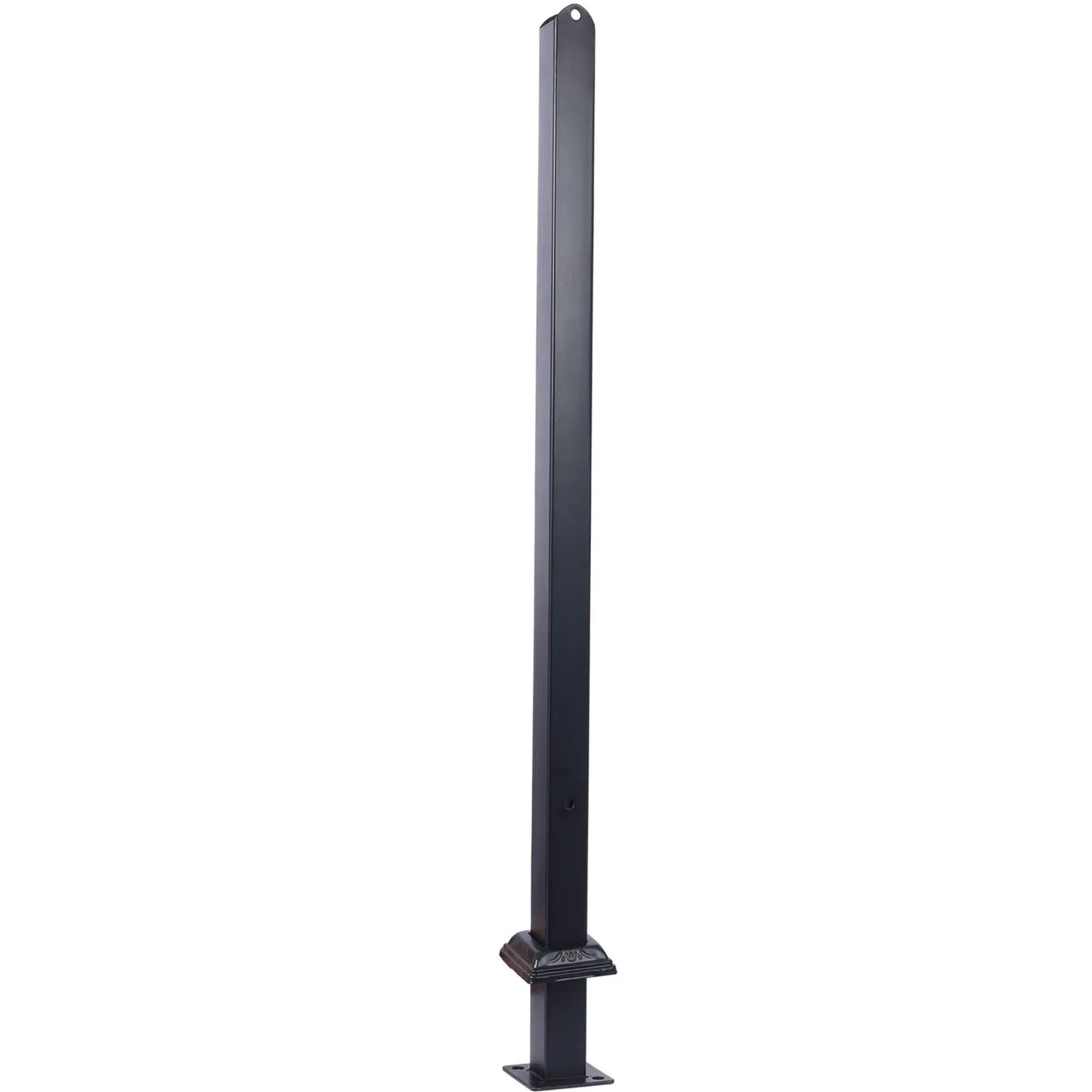 Wrought iron outdoor stair handrail post in black with baseplate for mounting on Tampa Home & Garden Store