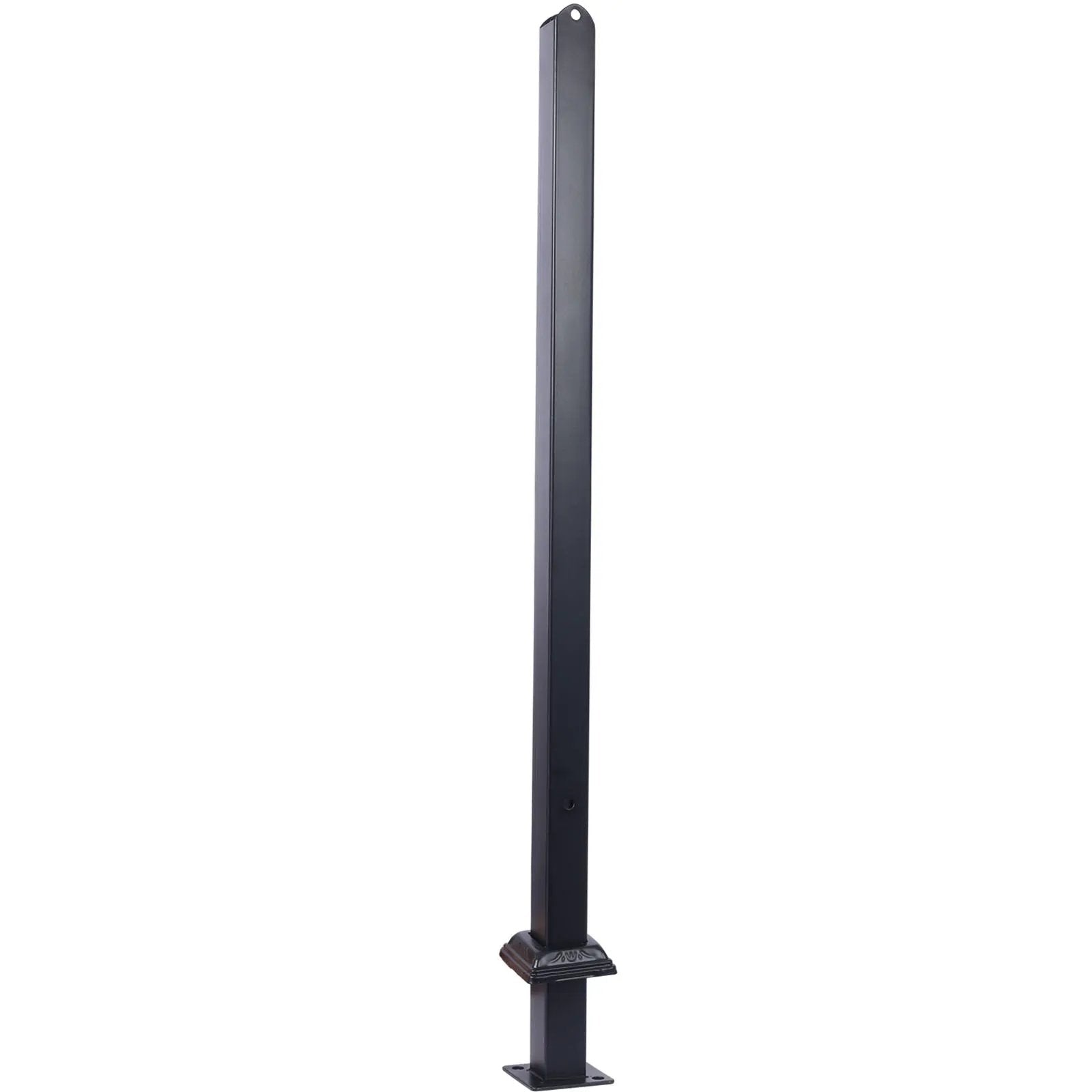 Wrought iron outdoor stair handrail post in black with baseplate for mounting on Tampa Home & Garden Store