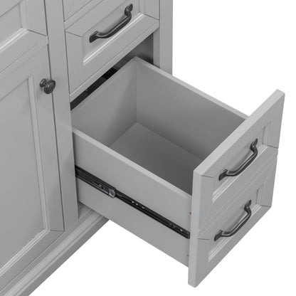 36in HouseOfZazla vanity dark gray finish open drawer with metal slides and black handles on Tampa Home & Garden Store