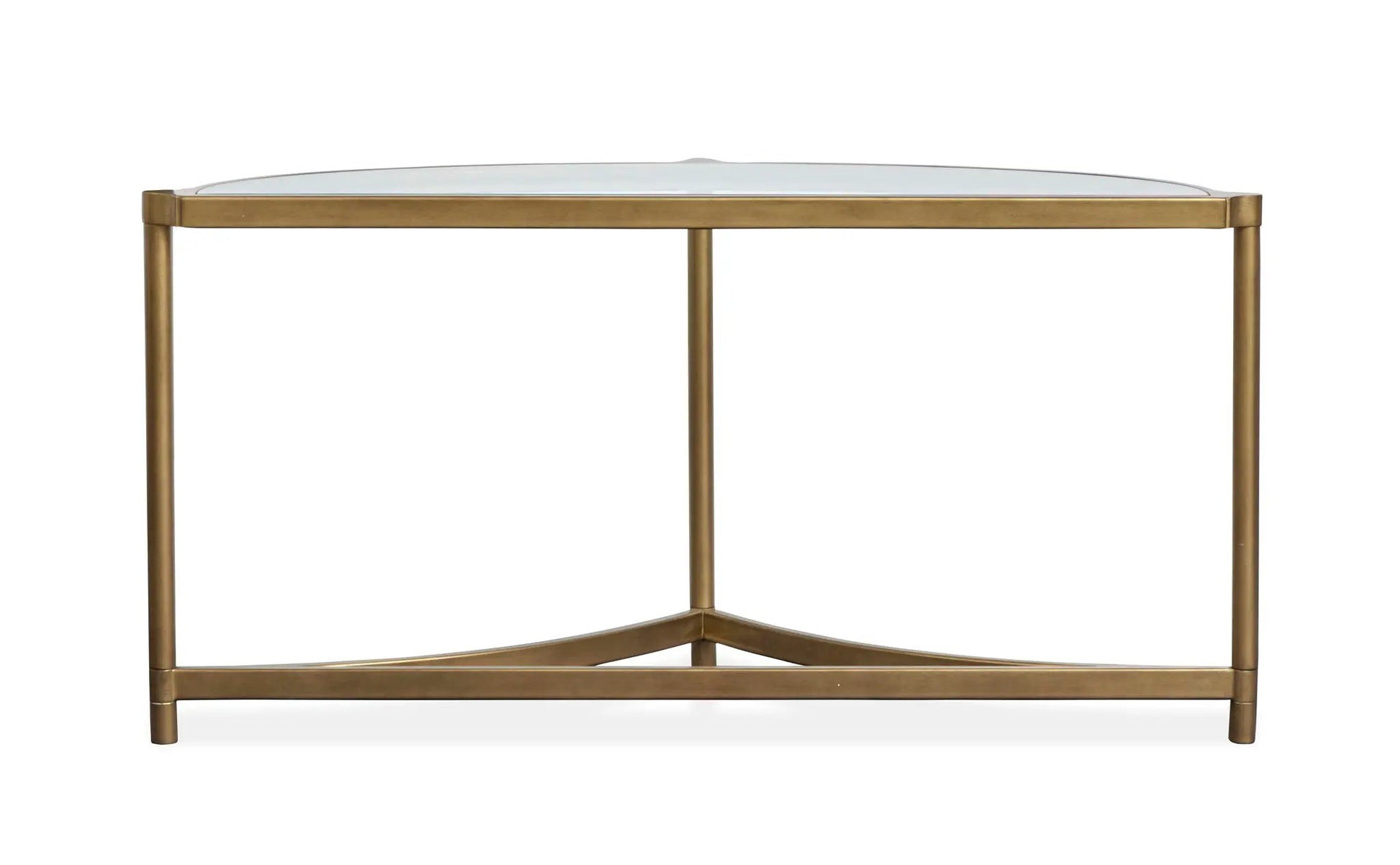Cassidy Demilune Sofa Table aged brass finish with glass top by Unique Piece Furniture on Tampa Home & Garden Store