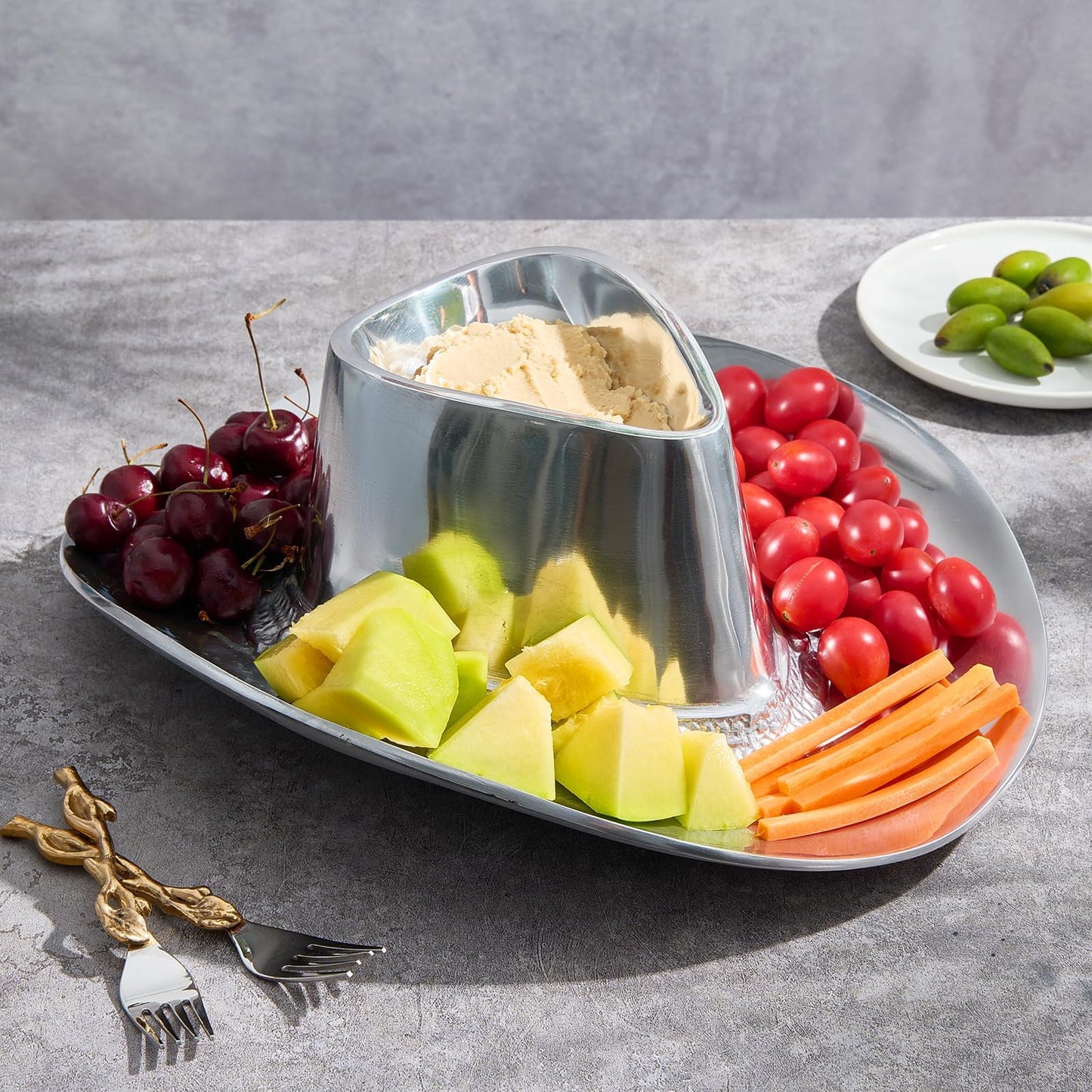 The Silver Brass Cowboy Hat Chip And Dip Bowl
