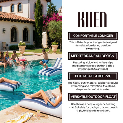 the Mediterranean Stripe Inflatable Pool Lounger