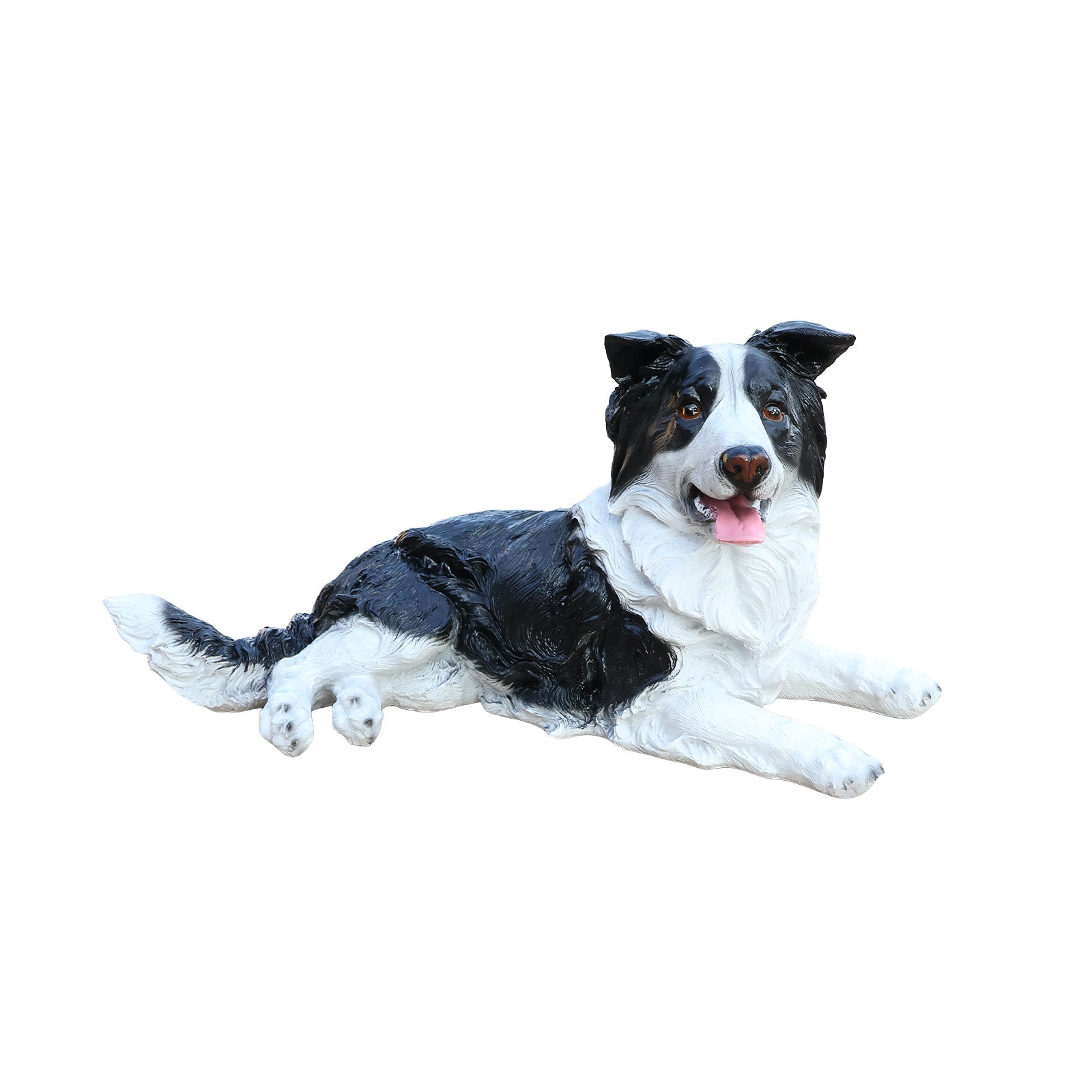 Outdoor Garden Border Collie Dog Statue Greeter, black and white, lifelike on Tampa Home & Garden Store