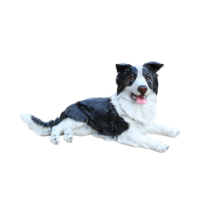 Outdoor Garden Border Collie Dog Statue Greeter, black and white, lifelike on Tampa Home & Garden Store
