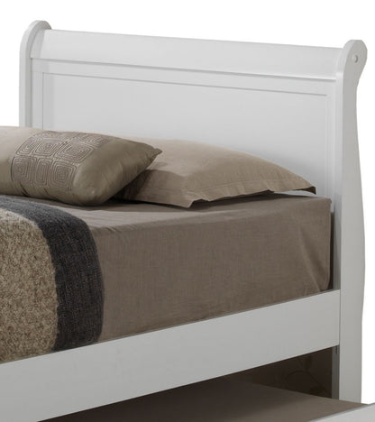 Trundle bed white frame with beige bedding and a taupe textured blanket on Tampa Home & Garden Store