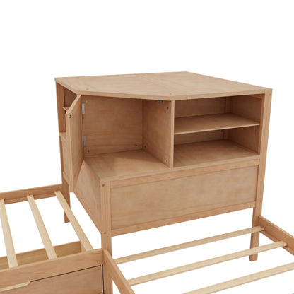 Compact L Shaped Bed Frame with Trundle and Desk