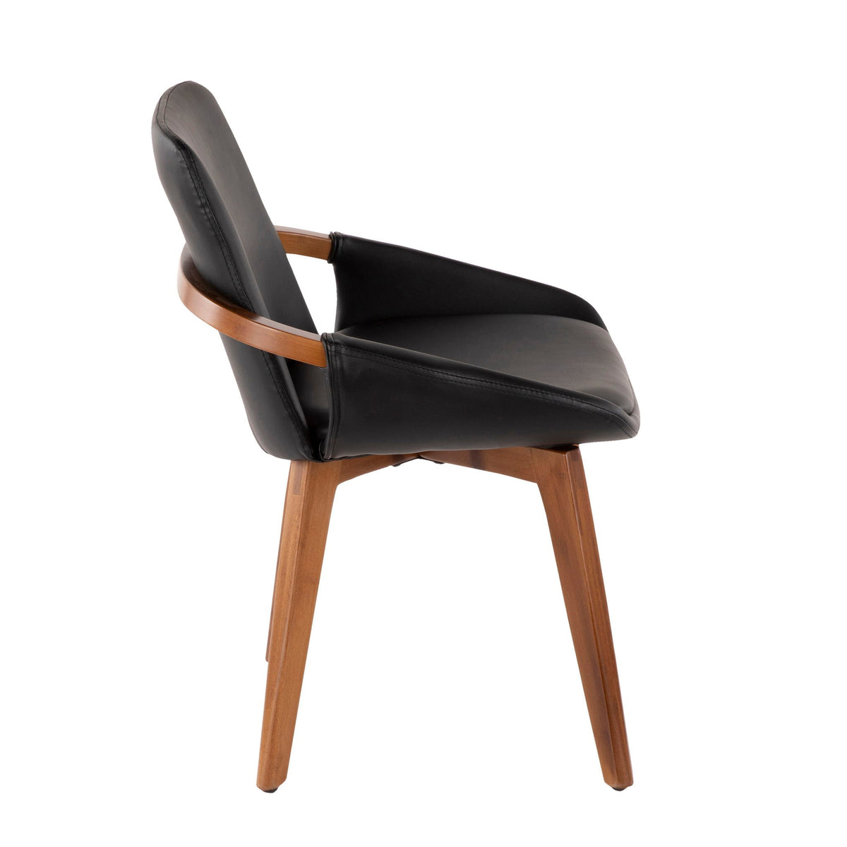 Mid Century Side Chair black faux leather with wooden armrests and wooden legs HouseOfZazla on Tampa Home & Garden Store