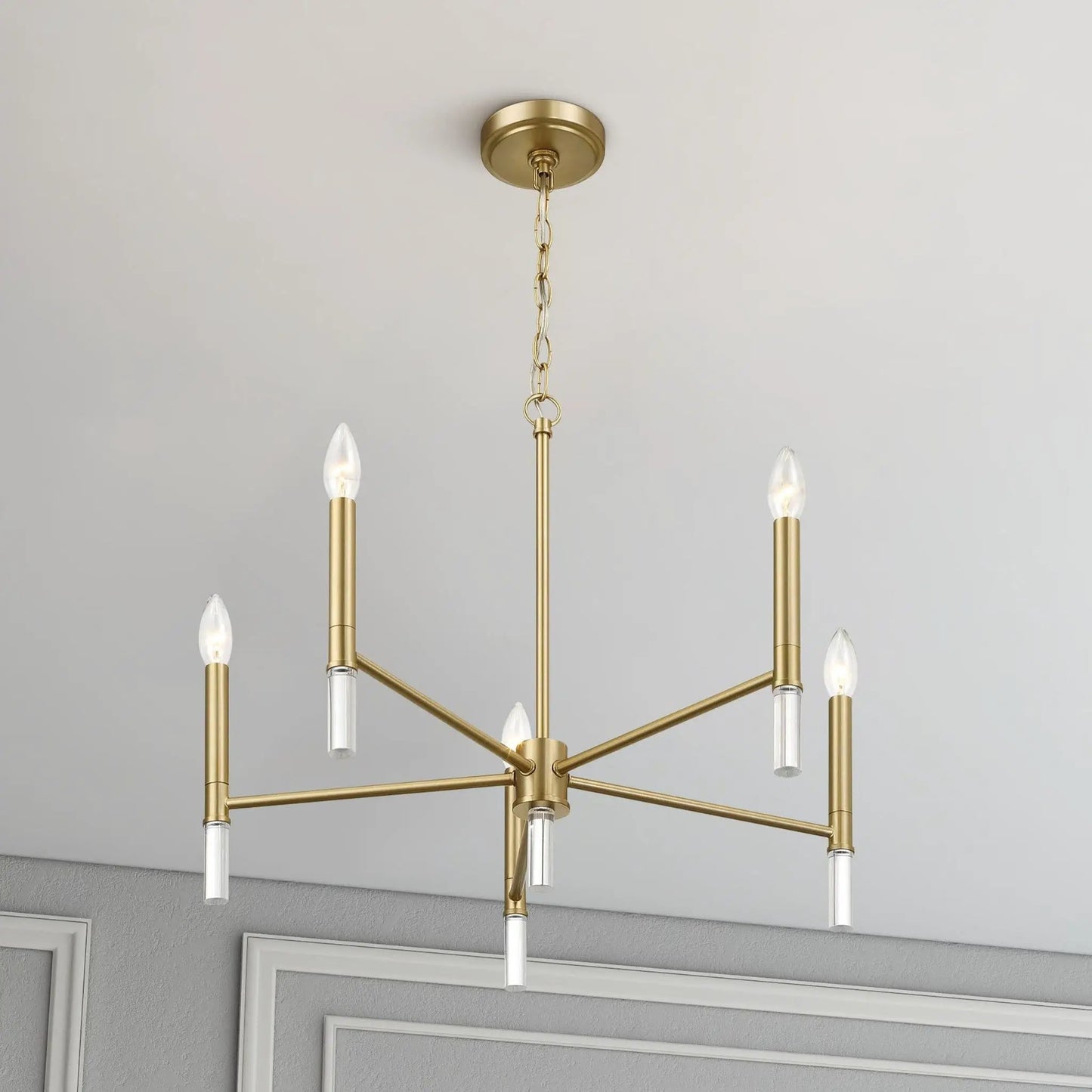 Courtyard 5 Light Candle Chandelier Clear Gold