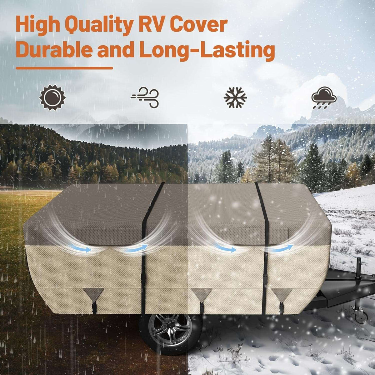 Umbrauto pop up folding camper cover in khaki with 7-layer top and 3-layer sides for campers on Tampa Home & Garden Store