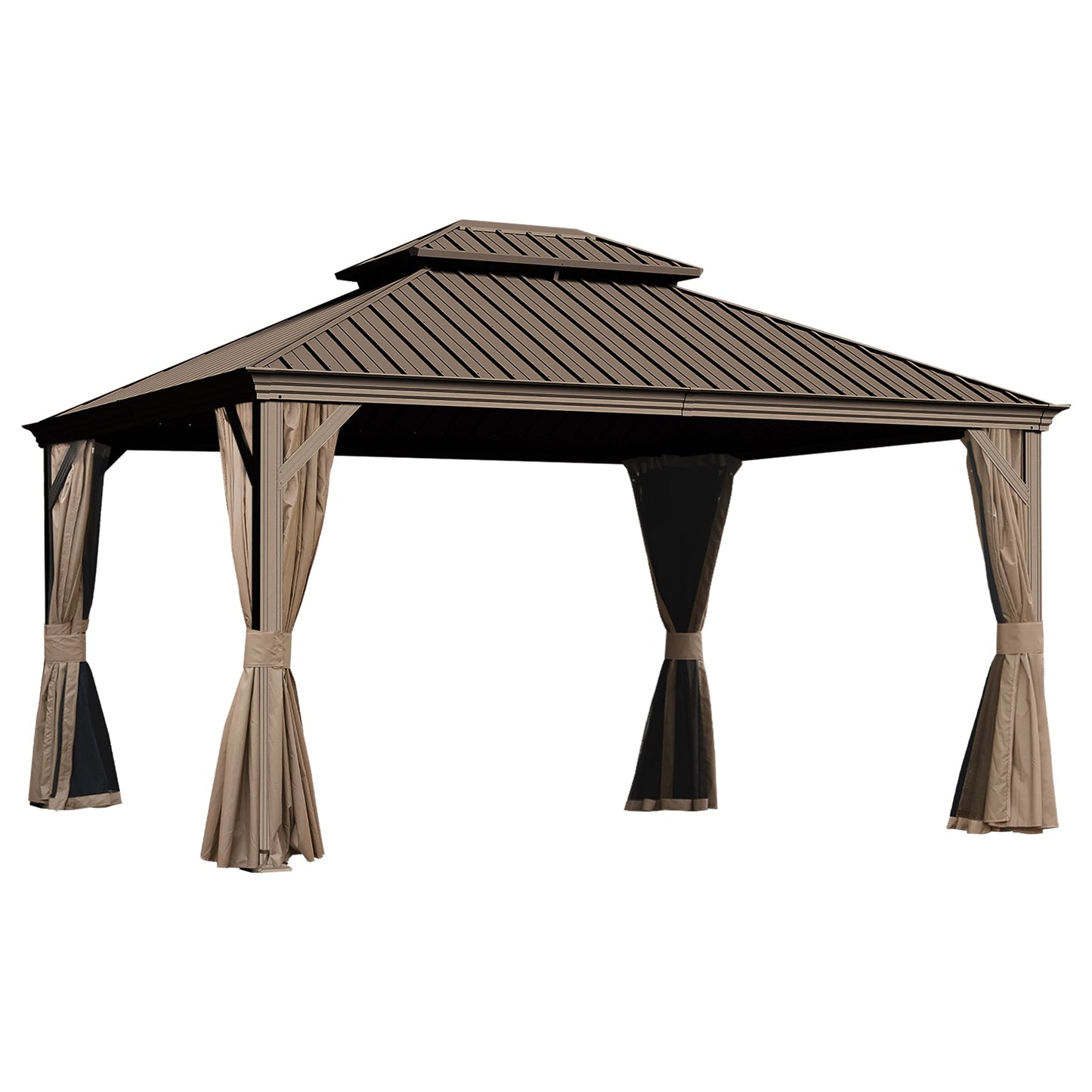 13x15FT Hardtop Gazebo with Double Steel Roof