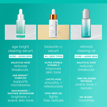 Dermalogica serum trio on teal backdrop on Tampa Home & Garden Store