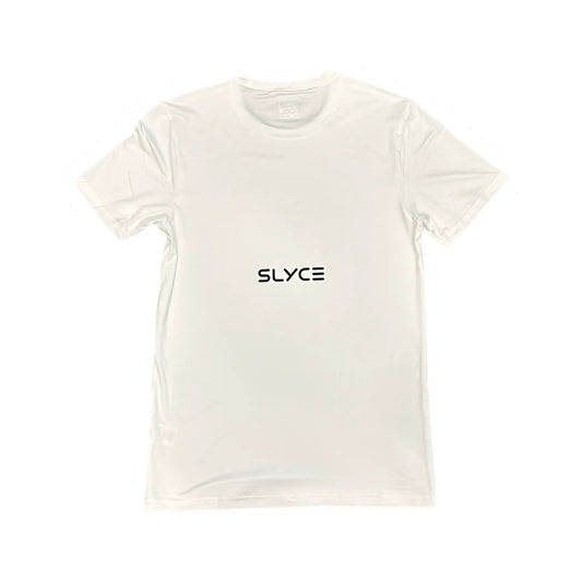 Solo Performance T-Shirt white by Slyce Sport with front SLYCE logo on Tampa Home & Garden Store