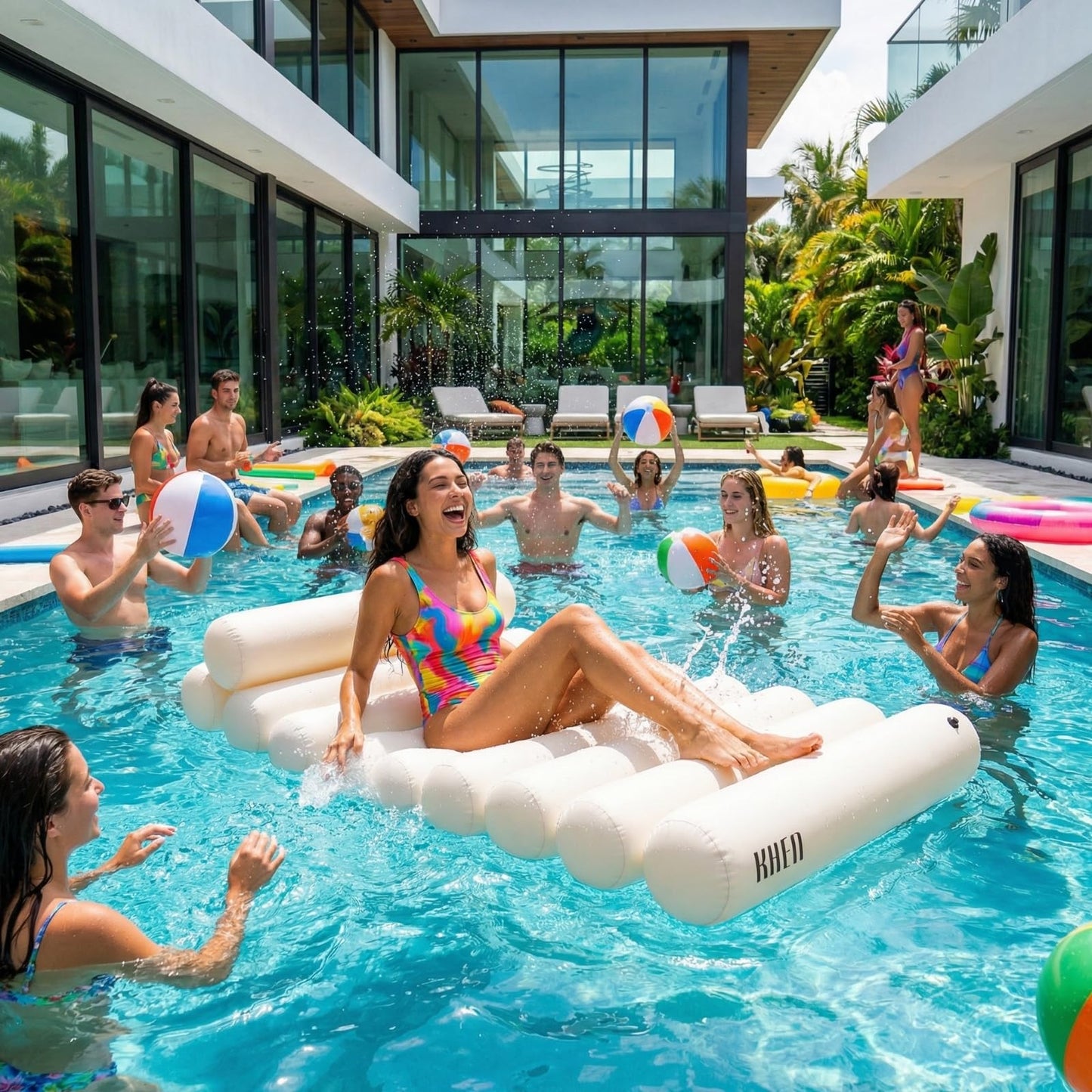 White and Inflatable Cushioned Bubble Lounger