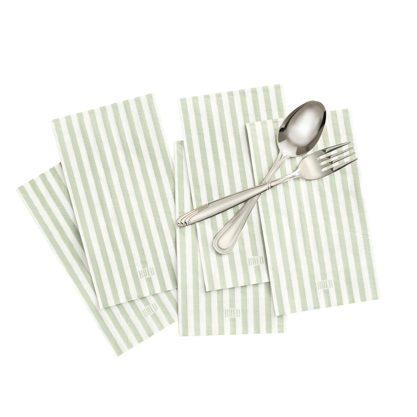 Green Stripe Disposable Paper Napkin Set of 50