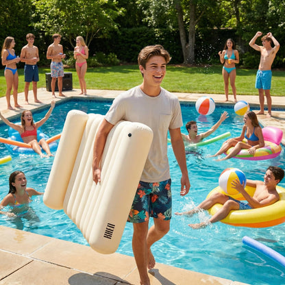 White and Inflatable Cushioned Bubble Lounger