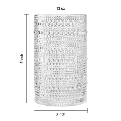 Khen Hobnail Clear Drinking Glasses Set of 12