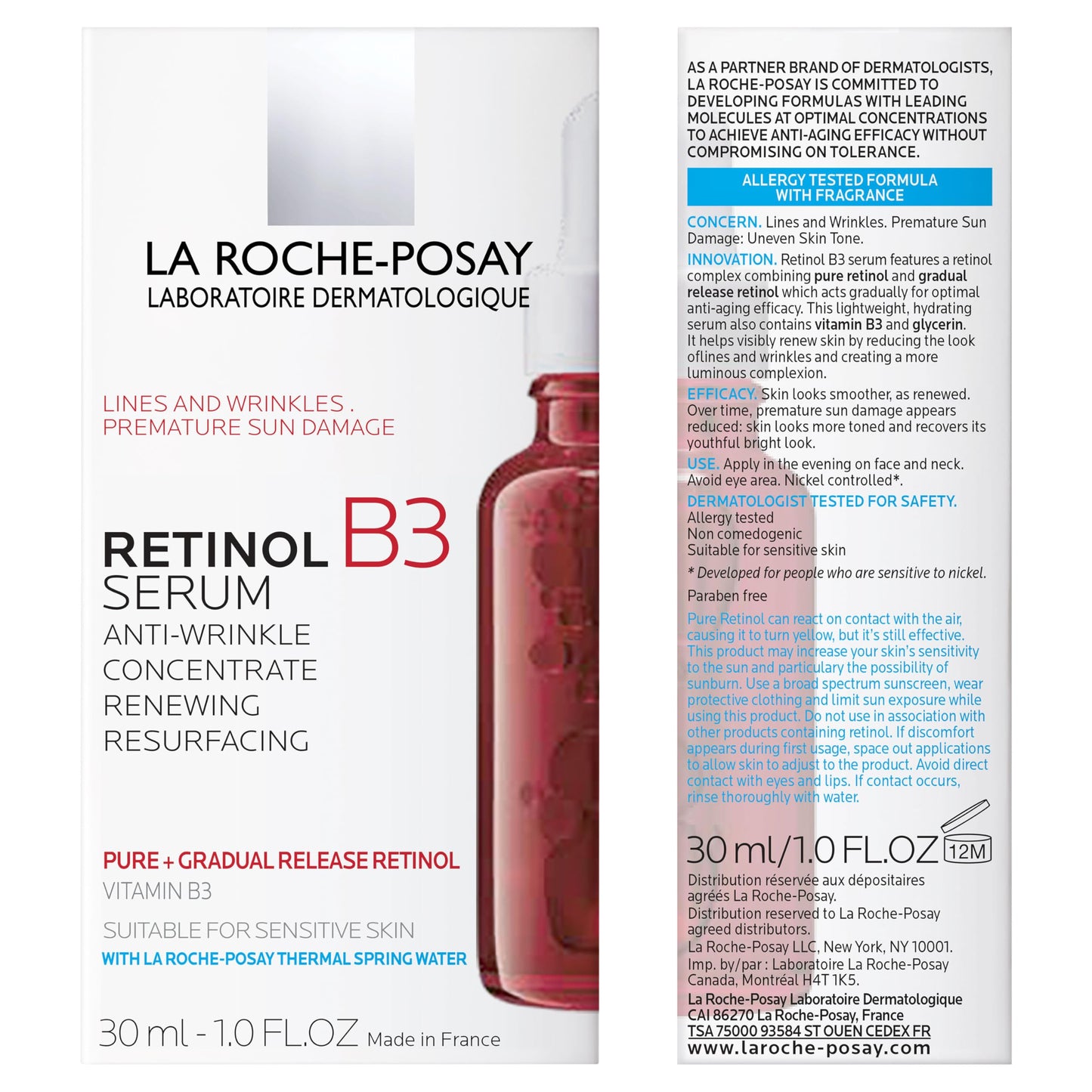 La Roche-Posay Retinol B3 anti-wrinkle serum bottle with white packaging, 30 ml on Tampa Home & Garden Store