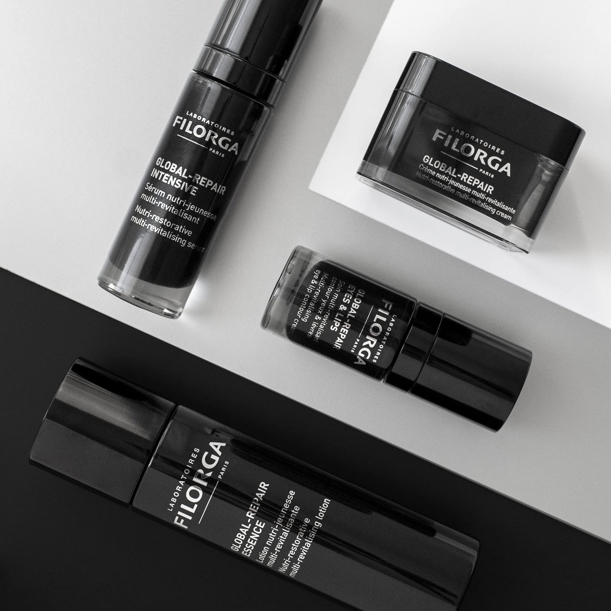 Face serum duo: Filorga Global-Repair Intensive Serum bottles in black packaging on Tampa Home & Garden Store
